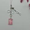 Lovely Phone Charm Colorful Beaded Keychain Acrylic Alloy Keyring Bag Accessory