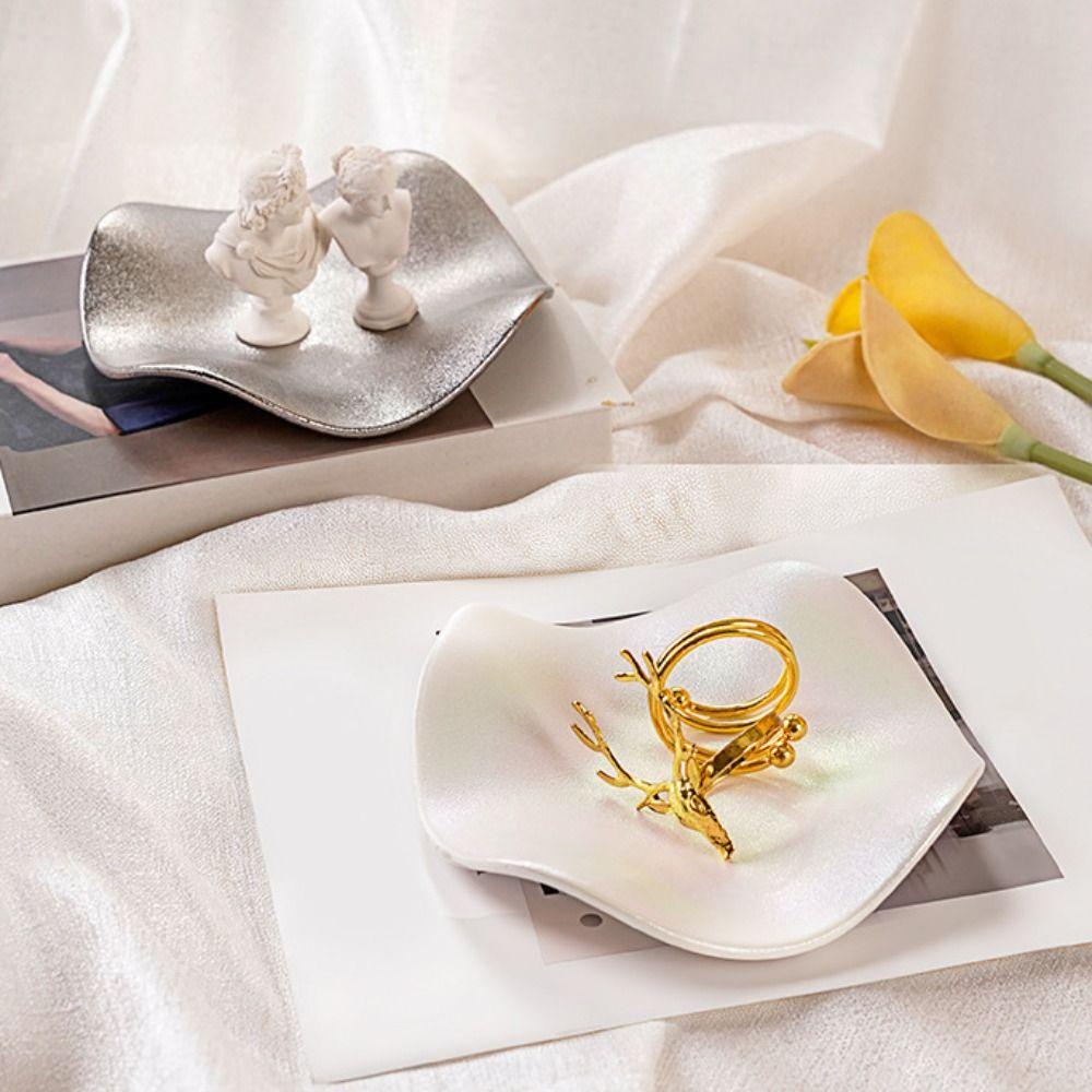 Flower Shaped Jewelry Display Tray Irregular Decorative Plate Storage Plate  Photography Props