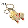 Rhinestones Inlaid Keychain Zodiac with Rhinestones, Sheep Design Bag Pendant, Chinese New Year Lucky Key Charm, Feng Shui Ornament for Car