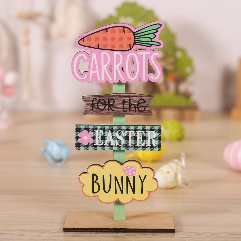 Natural Wood Easters Decoration Bookshelf Display Ornament Easters Charm Decors Suitable for Living Room Dining Table