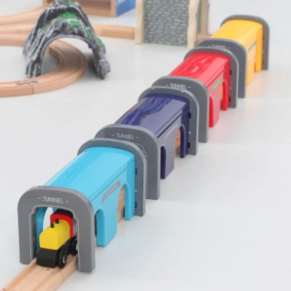 Wooden Train Track Scene Building Accessories Cave Tunnel Compatible with Thomas Tank Engine Track Toys Ages 3-6