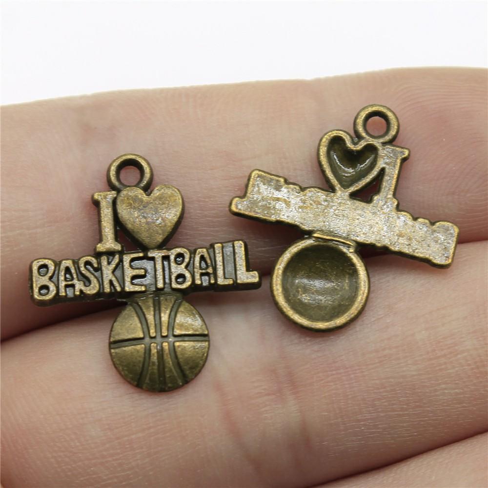 10pcs Sport Charms Basketball Charms For Jewelry Making Antique Silver Color Pendants DIY Crafts Making Findings