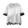Camiseta Masculina de Manga Curta com Color Blocking, Solta e Versátil, Camiseta de Cor Sólida