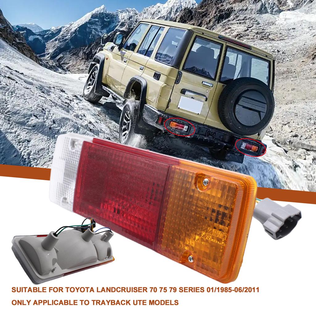 Baklyktenhet For Toyota Landcruiser 70 75 79 Serie Bil Bakre Støtfanger Blinklys Med Pære Og Firkantet Plugg LED Baklys