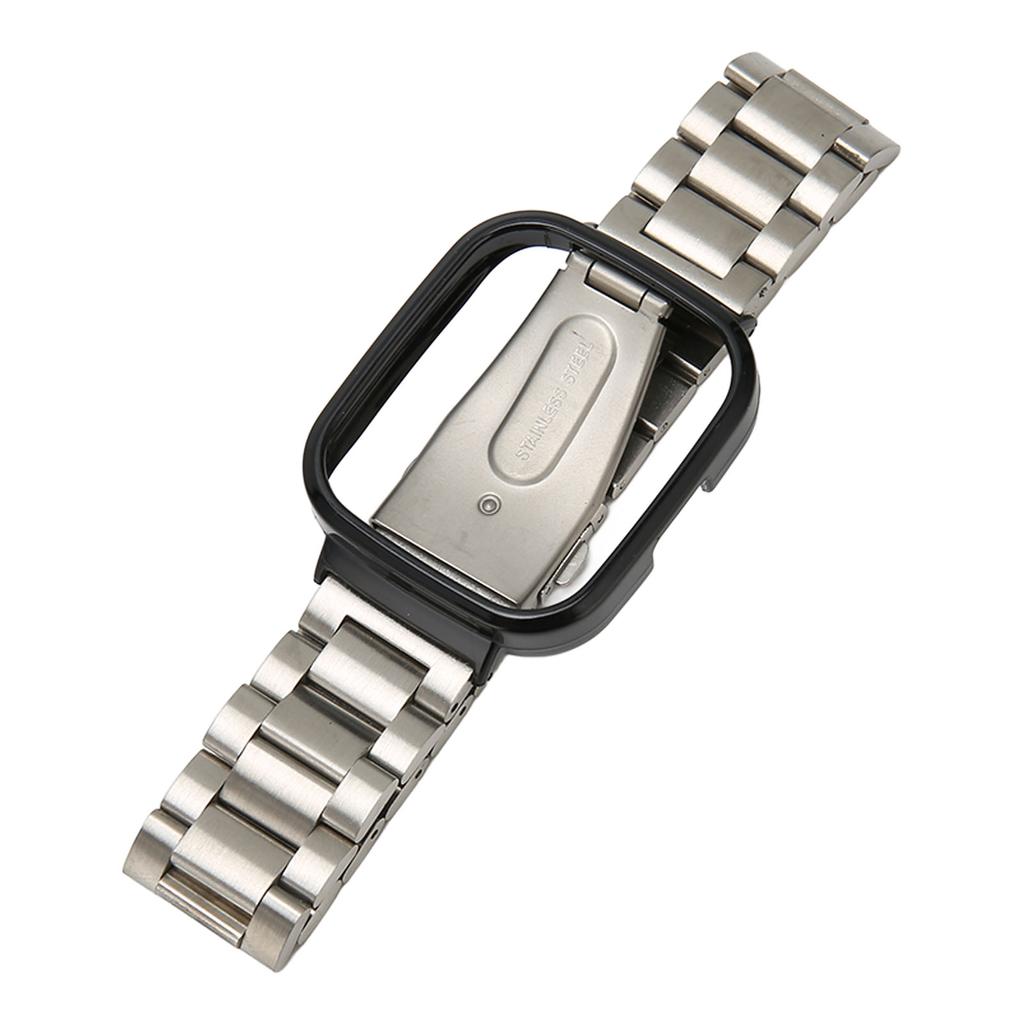 Watch Strap Protective Case Band 2 in 1 Adjusted Stainless Steel Watch Band for