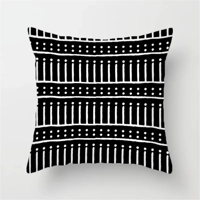 Office Sofa Car Cushion Cover Cartoon Black and White Simple Line Printing Luxury Home Decoration Pillow Cover