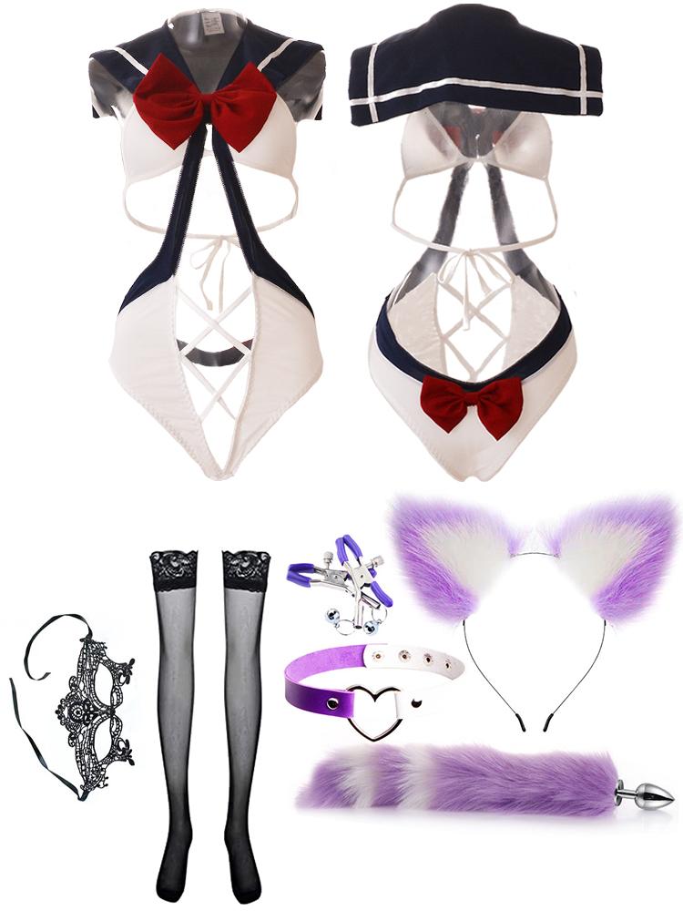 Sexy Lingerie SchoolGirl Babydoll Role Costume Women Erotic Cosplay Student Uniform Maid Mini JK Skirt Tube Dress Sensual Outfit