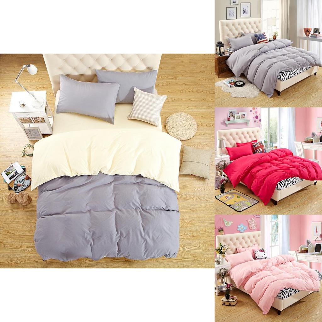 Elegant And Timeless Bedroom Pure Color Duvet Cover Pillowcases Quilt Cover Bedding Set