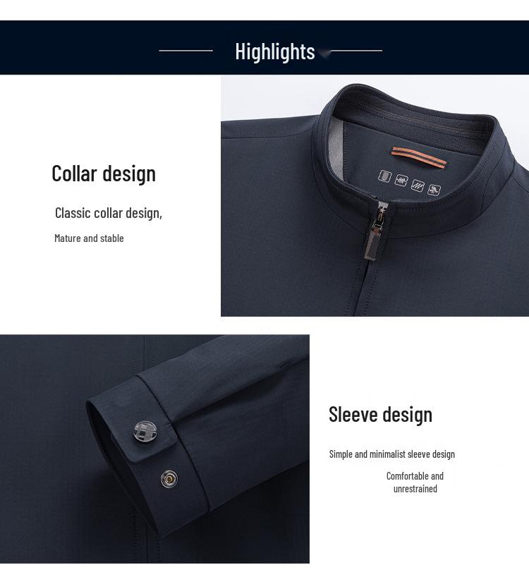 Men's Versatile Stand-up Collar Business Jacket - Spring & Autumn Casual Outerwear 