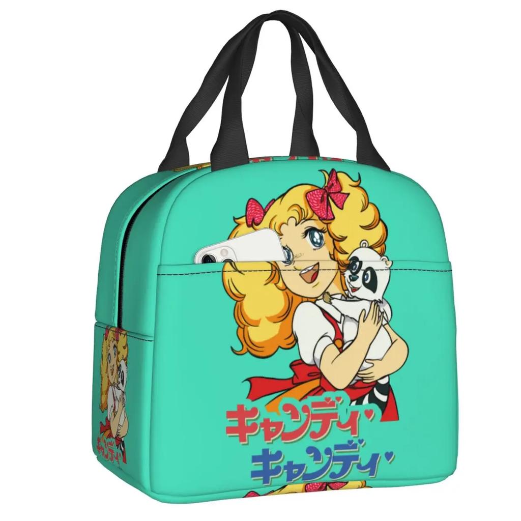 Candy Candy Thermal Insulated Lunch Bags Women Animated Anime Movies Portable Lunch Container School Travel Storage Food Box