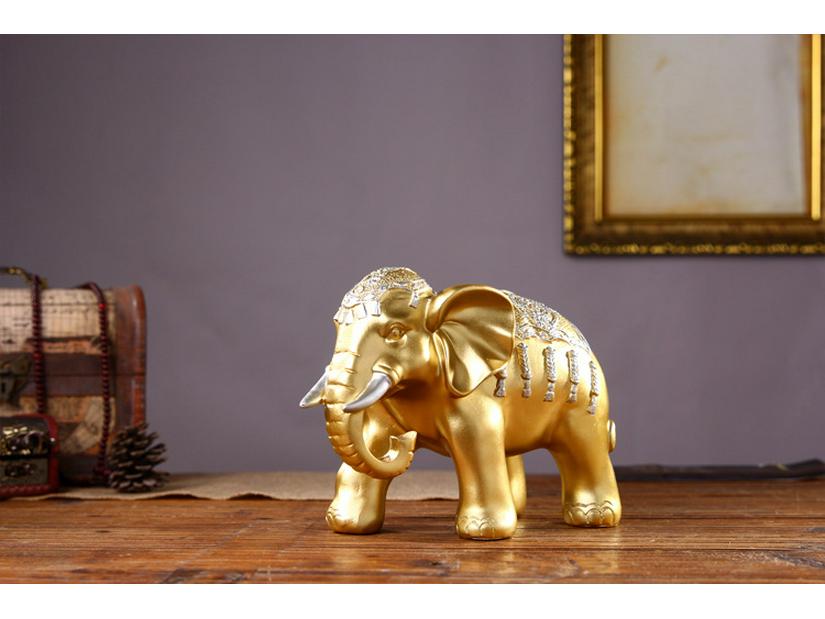 Thai-Style Lucky Elephant Ceramic Ornament for Home or Office Decor