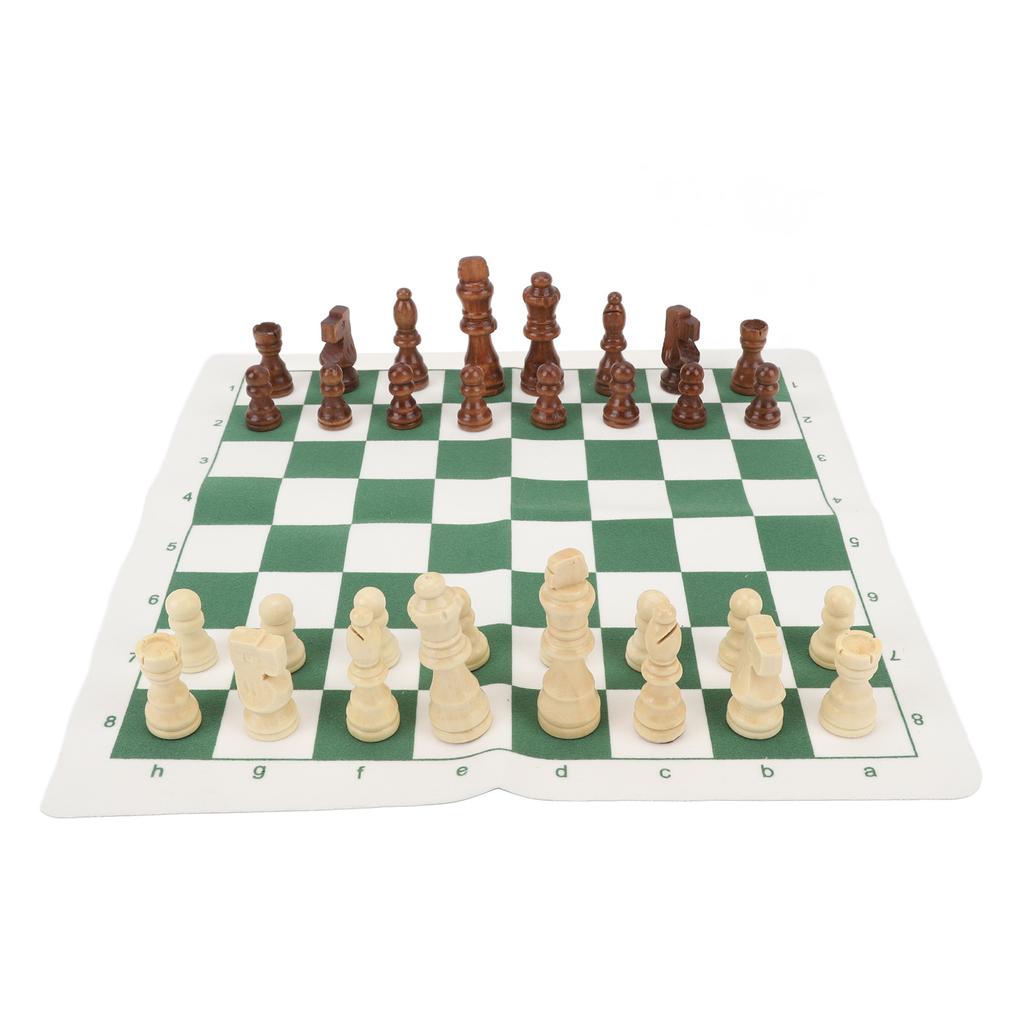 Chess Board Game Set   PU Lther Chess Board Wooden Chess Pieces Portable Chess Set with Storage Bag