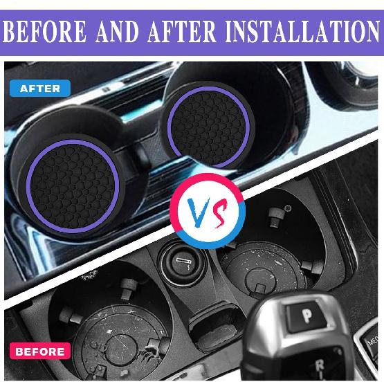 4PCS Car Cup Holder Coasters, Dustproof Automotive Interior Accessories Mat,2.75 Inch Non-Slip Ert Water Bottle Holder Pads, Universal For Vehicles,