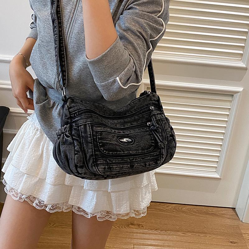 Schultertasche mit großer Kapazität Damen Denim Umhängetasche Mamatasche