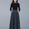 Winter New Fashion Versatile High Waist Woolen Half Skirt Women's Printed Plaid Patchwork Pockets Warm A-line Large Swing Skirt