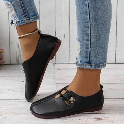 Damen Sneaker Vintage Atmungsaktiv Flache Schuhe Damenmode Leder Schnalle Bequeme Flachsohlige Freizeitschuhe