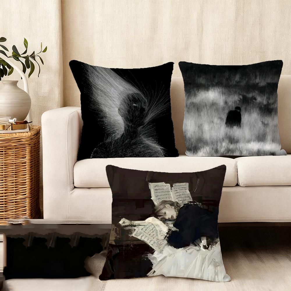 1PC Black White Art Design Cushion Cover Plush Fabric Soft DoubleSided Printed Sofa Warm Winter Home Child Gift Pillow Case