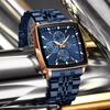 Fashion Square Quartz Watch Men's Luxury Steel Strip Business Date Chronograph Watches