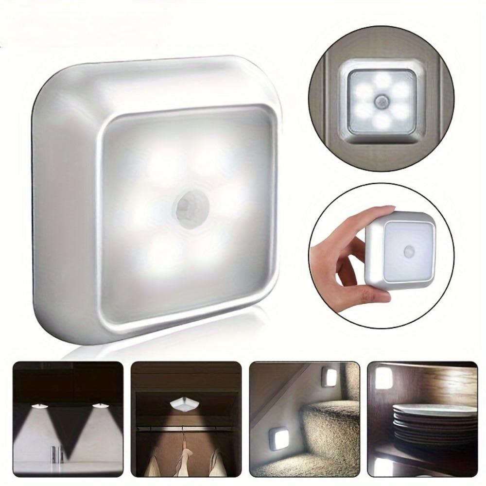 1pc 6LED Wireless Motion Sensor Night Light, LED Wall Lamp for Bedroom, Corridor, Cabinet Under Light, Indoor Decoration(3 AAA, Not Included)