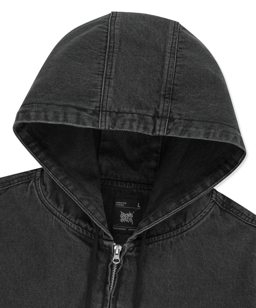 Brownbreath Denim Hood Zip Up - Black