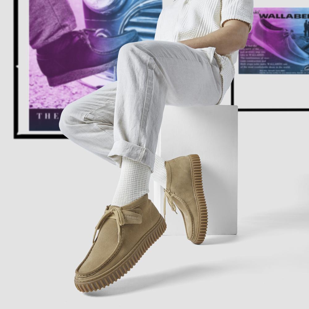 Clarks Two-Layer Cowhide Shock Absorbing Fashion Retro Trendy Comfortable Short Boots Men Boots Yellow 261736637