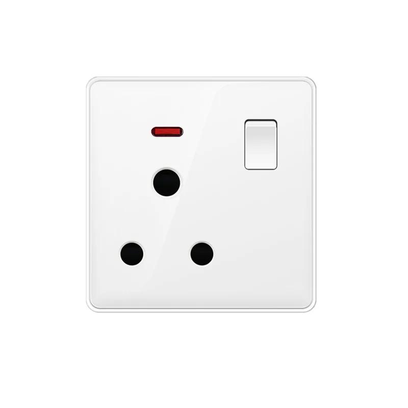 White UK Plug 13A with USB Panel UK Socket Panel, International Universal USB Mobile Phone Charging Socket, with LED Light