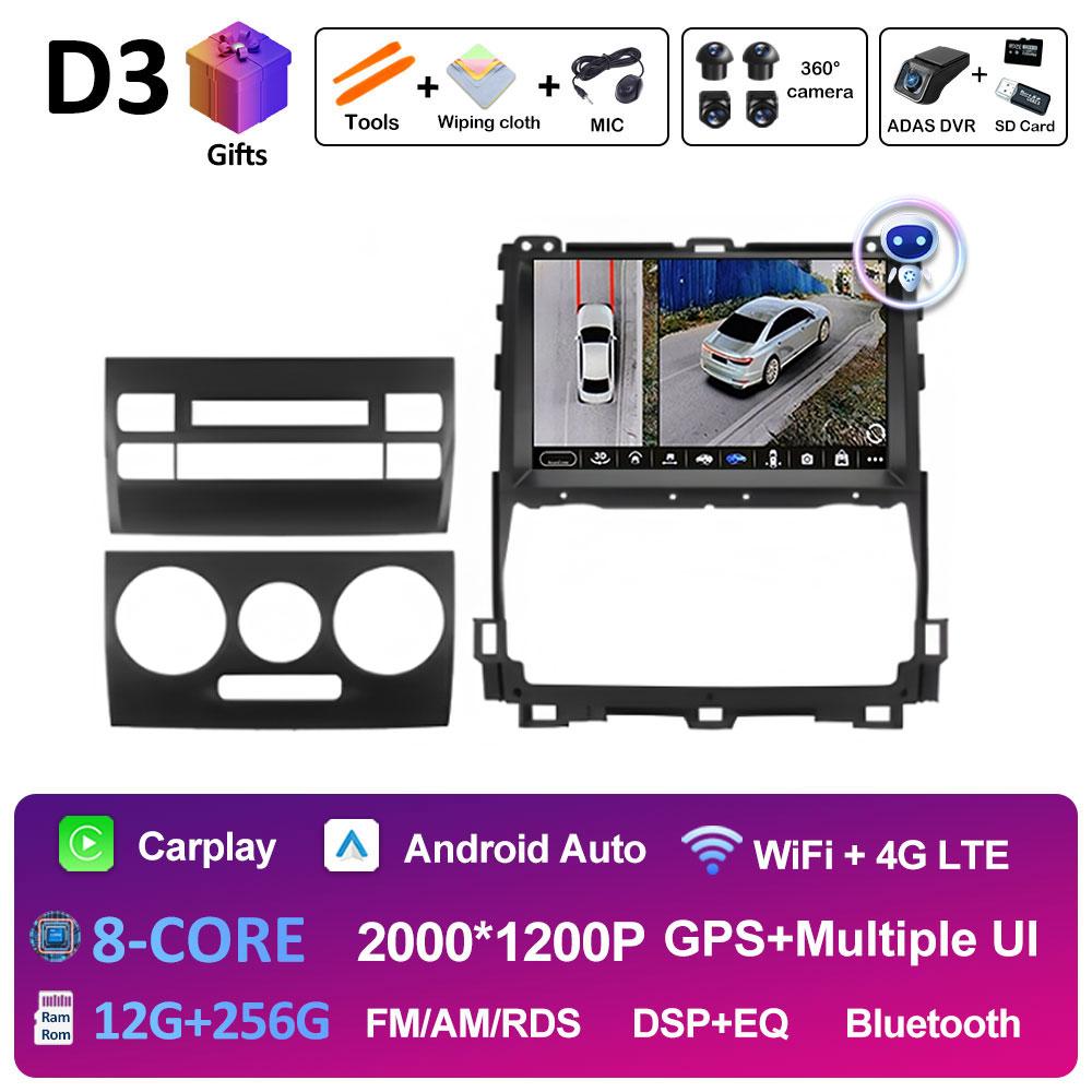 DSP Stereo For Toyota Land Cruiser Prado 120 3 III 2002 2003 2004 2005 - 2009 Android 14 Wireless Carplay GPS Navi 4G Head Unit