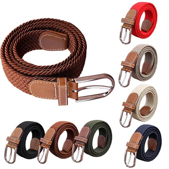 Masculino feminino lona simples webbing metal fivela tecido estiramento cinto cinta