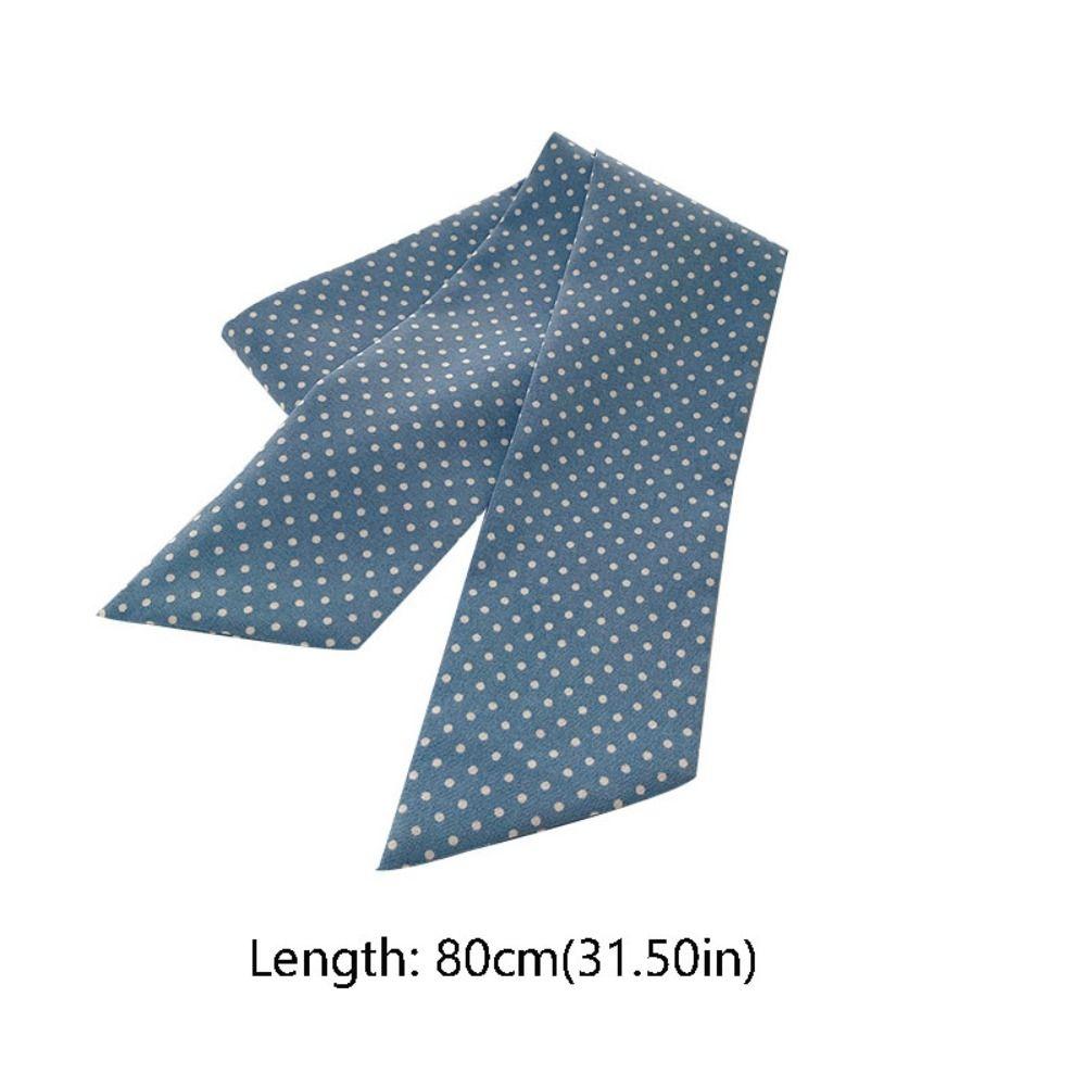 Polka Dot Light Blue Series Hair Band Flower Plaid Ribbon Braids Headband Hair Accessories Korean Style Long Neck Scarves