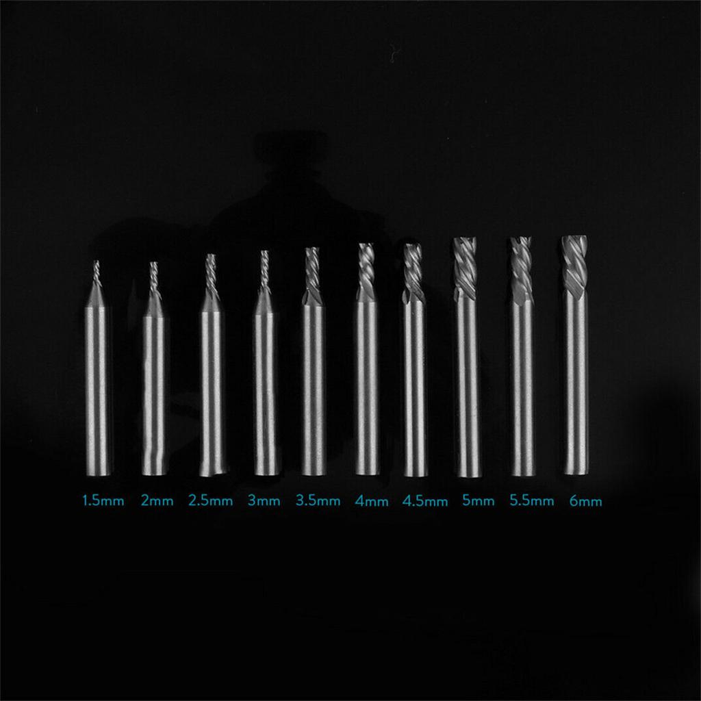 10Pcs 4-Flute End Mill Bits High-speed Steel Straight Shank Drill Bits Milling Cutter for Aluminum Steel