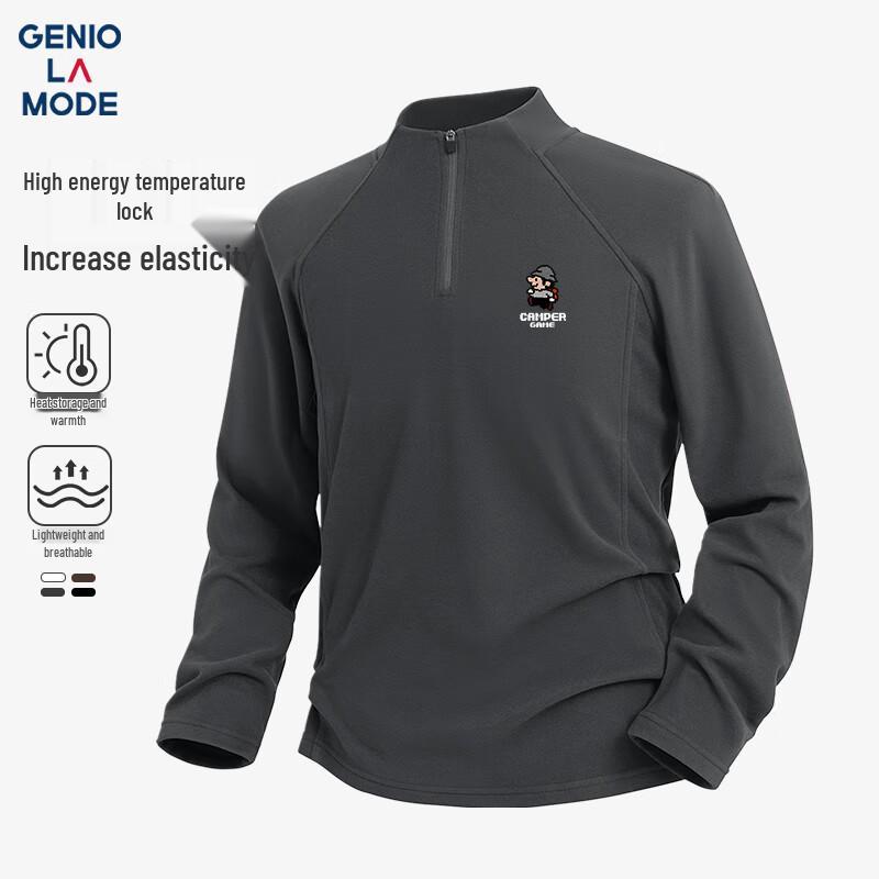 

GENIOLAMODE Men s Fleece-Lined Half-Zip Pullover T-Shirt M