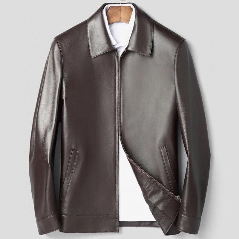 

Куртка из натуральной кожи для мужчин, куртка из овчины первого слоя, мужская куртка в деловом стиле с лацканами-стойкой 5XL