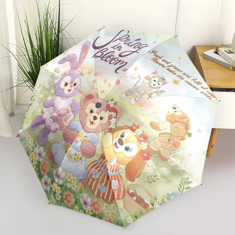 

1pc Spring in Bloom ShellieMay & Friends Pattern Beautiful Looking Automatic Folding Umbrella, 3 Folding, 8 Iron Frame Design, Durable and S