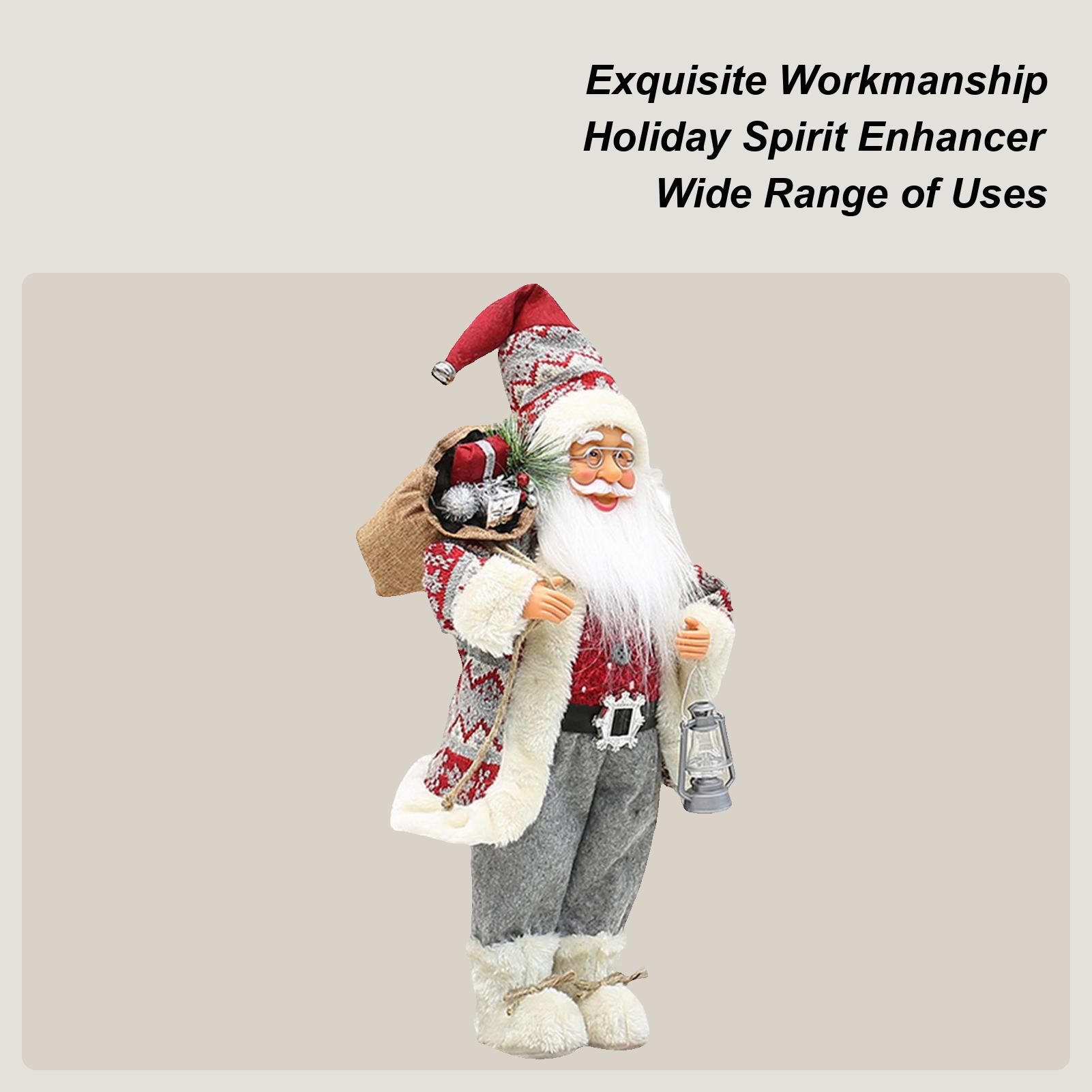 Santa Claus Decor 18-Inch Tabletop Standing Santa Claus Decoration Bag Included For Christmas Birthday Family Friends Colleagues CN