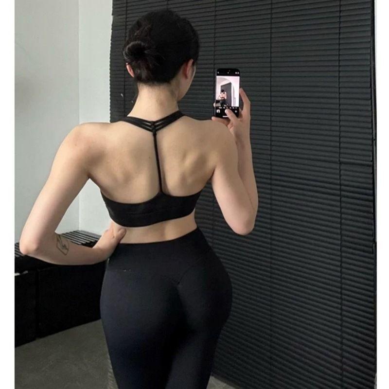 

Guangzhou Painted Clothing Co., Ltd. Y Word Beauty Back Neck Sports Underwear Shock Absorption Push up Pilates Bra Jian Black (Neck) L