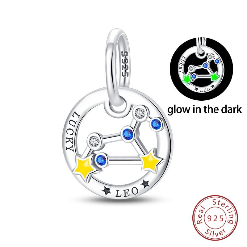 100 copper Creative Luminous 12 Constellation Leo Taurus Pendants Compatible With Authentic Bracelets Do It Yourself Jewellery