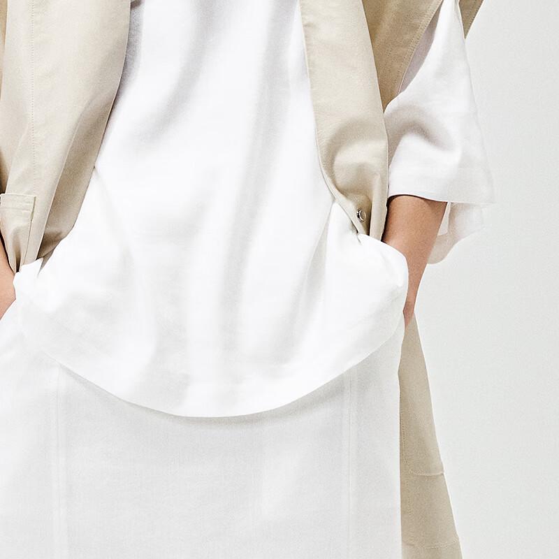 LESS 2025 Spring Off-Shoulder Long Loose Shirt