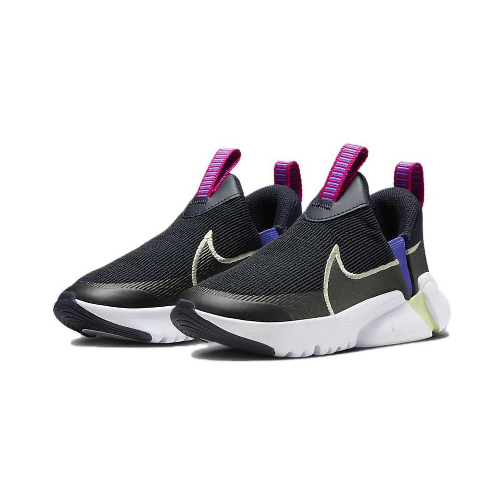 Nike Flex Plus 2 Comfortable Versatile Shock Absorbing Durable Low Top Kids Running Shoes Kids Sneaker Black Green DV9000-400