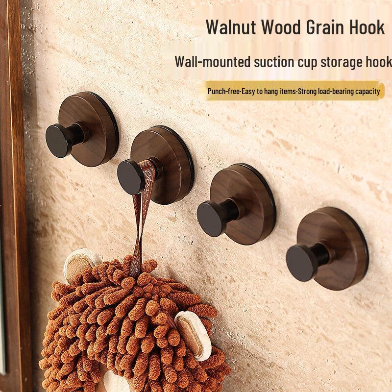 LIEI Walnut Wood Grain Suction Cup Hook
