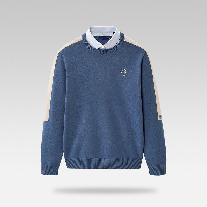 

Men s Long-Sleeve Knitted Color Block Sweater: Versatile, Soft, and Skin-Friendly Pullover. 170/88A(48)