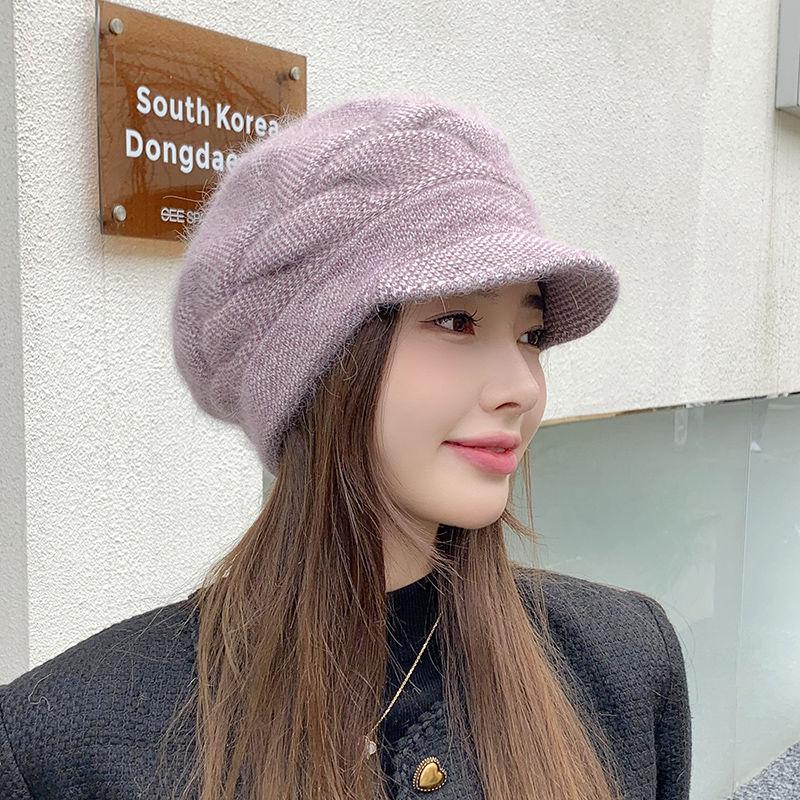 

Шляпа Женская Зимняя Модная Теплая Вязаная Шерстяная Шапка Осень и Зима Велоспорт Защита Ушей Кепка с Козырьком One Size