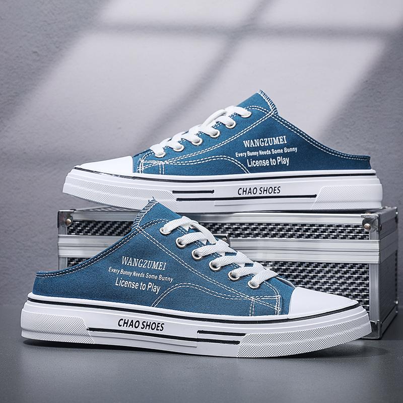 2024 Men's New Casual Canvas Half Slippers Spring and Autumn Men's Outdoor Sports Versatile Casual Shoes  Tenis Masculino