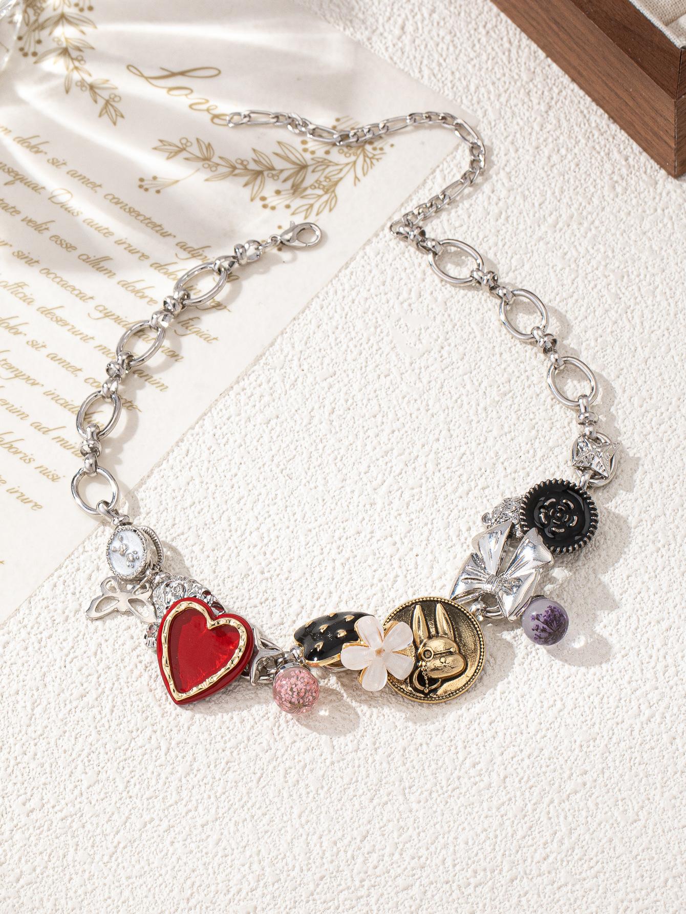 Панк-стиль тяжелая промышленность лепесток бант ожерелье модная крутая цепочка на шею цепочка на ключицу