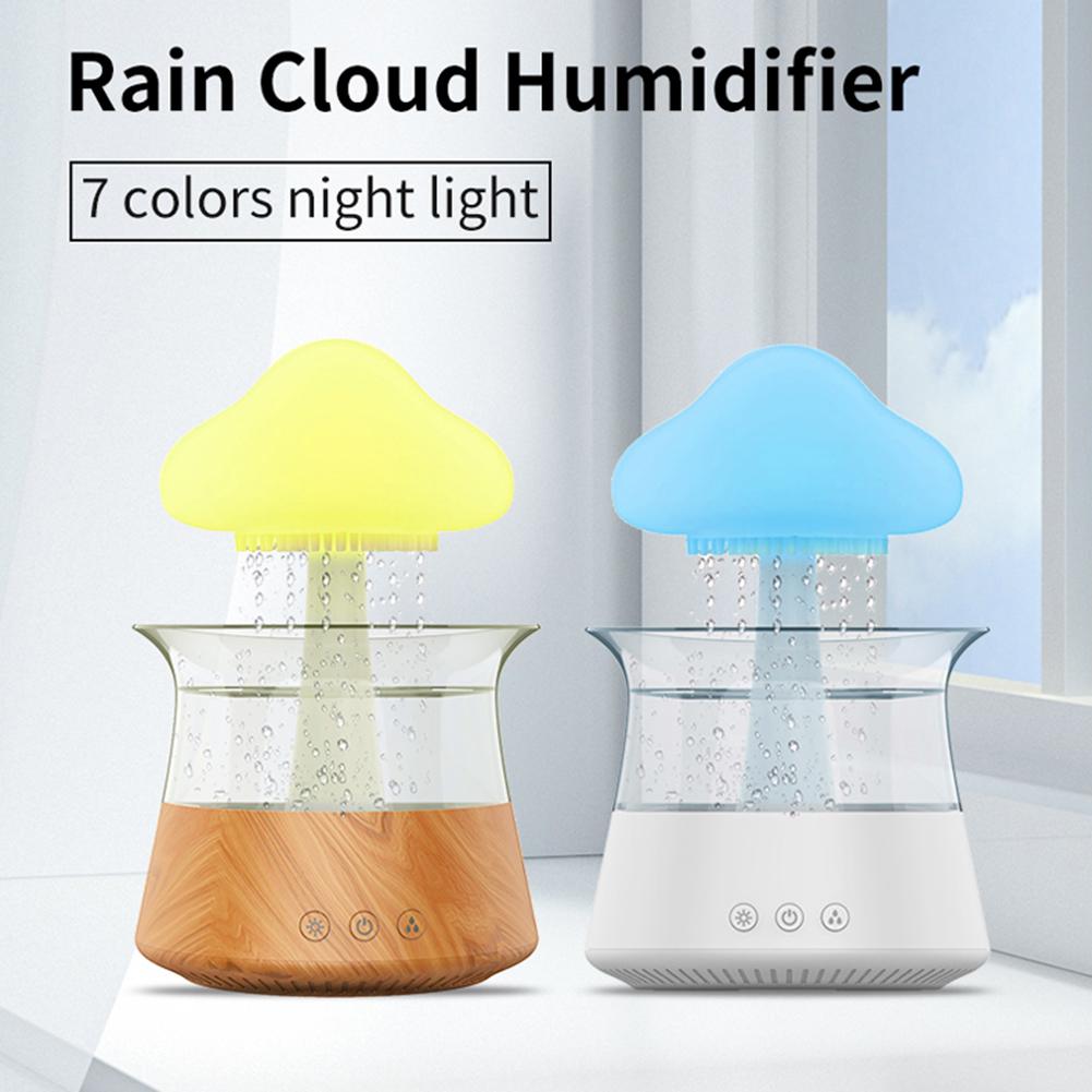 Mushroom Rain Essential Oil Diffusers Colorful Night Light Mini Aroma Diffuser Moisturize Skin Home Decor for Bedroom Kids Room