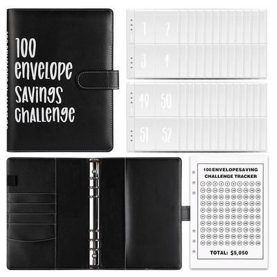 100 Envelope Savings Challenge Loose Leaf Couple Cash Budget Planning Notebook Savings Envelopes Binder with The Pvc Lovers