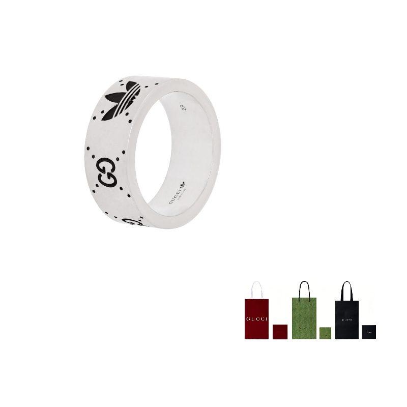 GUCCI Adidas X Gucci Collaboration Collection 925 Sterling Silver Rings Unisex Silver 702766-J8400-0728