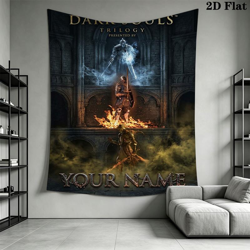 Name Custom DARK SOULS Wall Tapestry Aesthetic Wall Hanging Printed Fabric Blanket Decorative Tapestries for Bedroom Living Room Home Decor