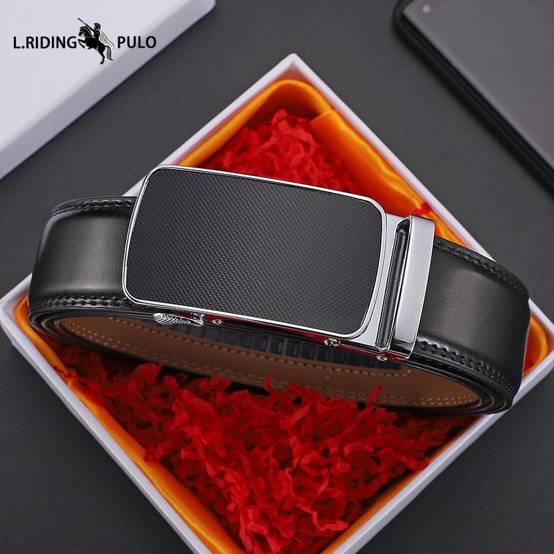 Pánský opasek vysoké kvality Pravá kůže Automatická přezka Hovězí opasek Opasek pro mladé muže