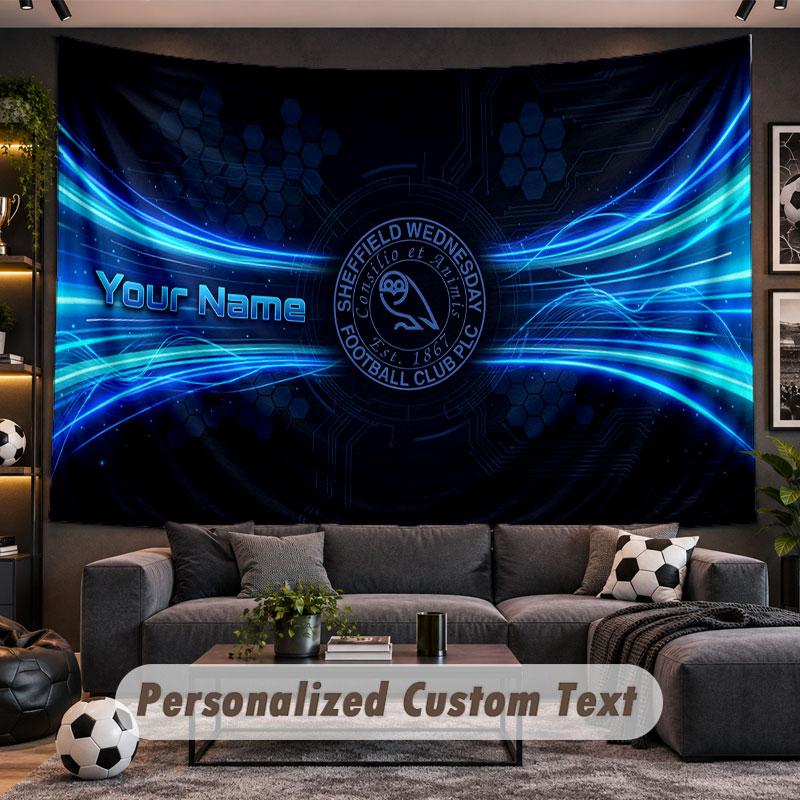 Wall Hanging Tapestry Custom NameSheffield Wednesday FC Pattern Personalized Printed Fabric Wall Decor