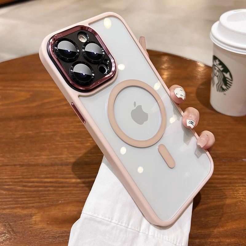Luxury Matte Bumper Magnetic Clear Case For iPhone 15 14 13 12 11 Pro Max 14 Plus Magsafe Wireless Charge Lens Protection Cover